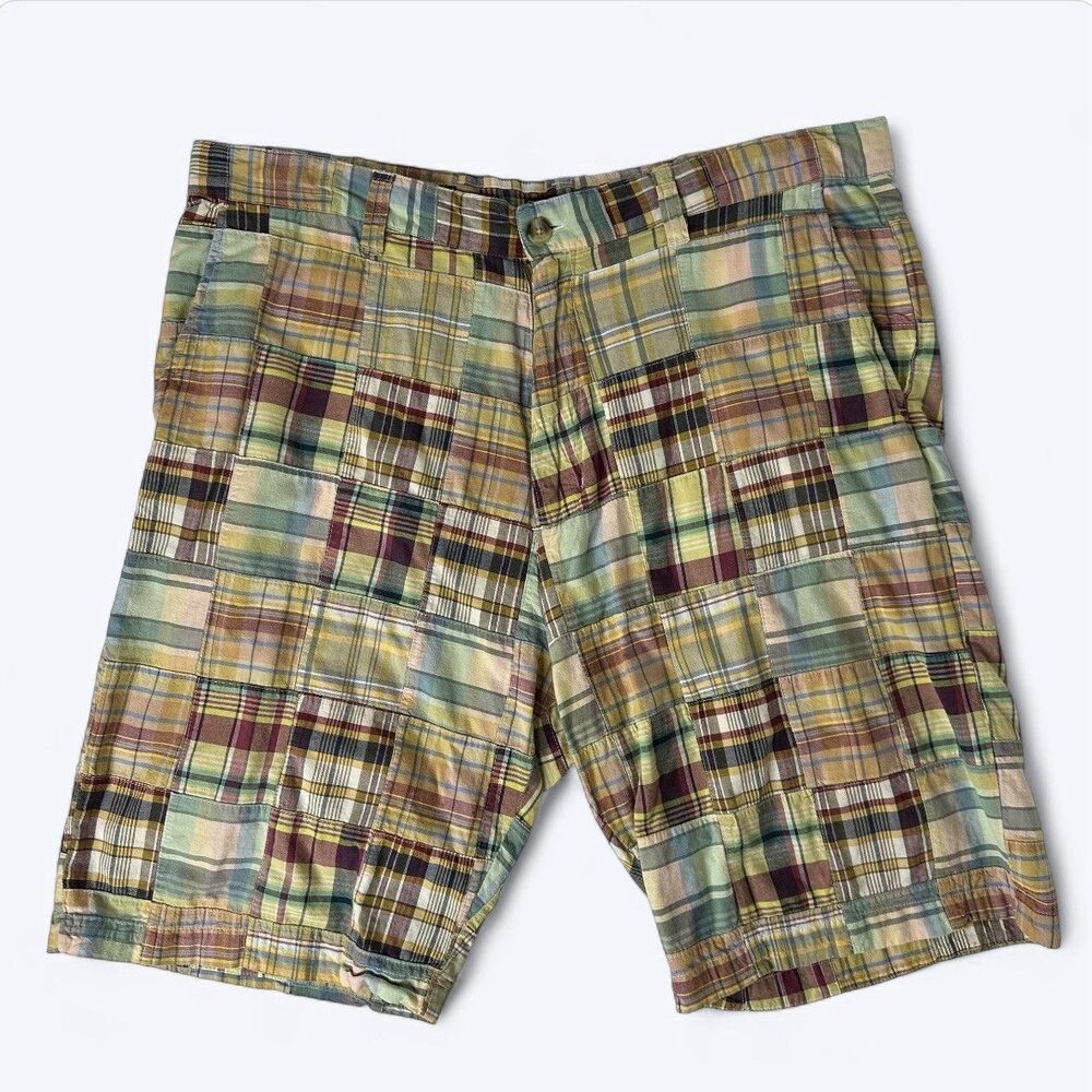 Siegfried Vintage Madras Plaid Shorts Sz 40 Patchwork Golf Preppy Country Club‎